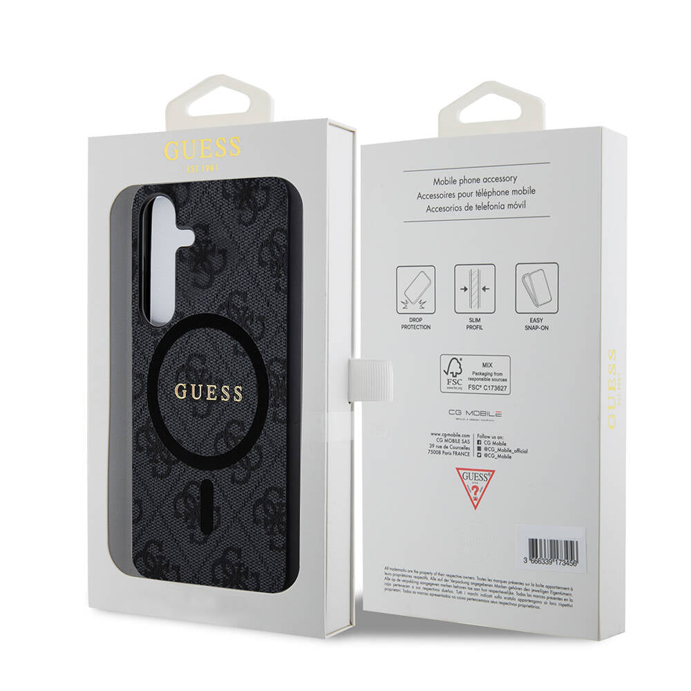 Guess Galaxy S24 Orjinal Lisanslı M-safe Şarj Özellikli PU Halkalı 4G Desenli Yazı Logolu Kılıf Guess Galaxy S24 Orjinal Lisanslı M-safe Şarj Özellikli PU Halkalı 4G Desenli Yazı Logolu Kılıf